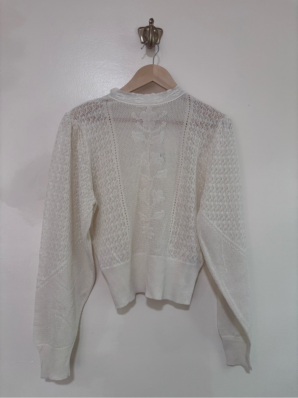 Zara Cream Lace Sheer Scoopneck Sweater NWT size L